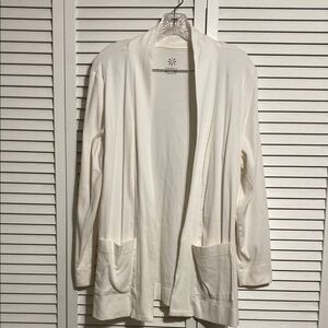 Isaac Mizrahi live Women's White Open Front Sweater